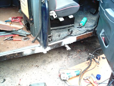 Inner sills needing patching and welding on this old cab.